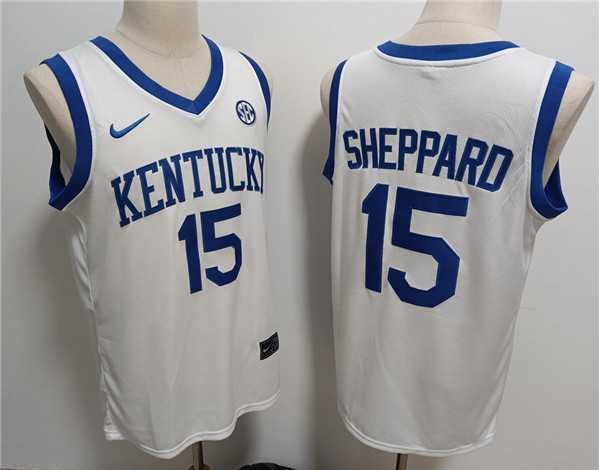 Mens Kentucky Wildcats #15 Reed Sheppard White Stitched Jersey